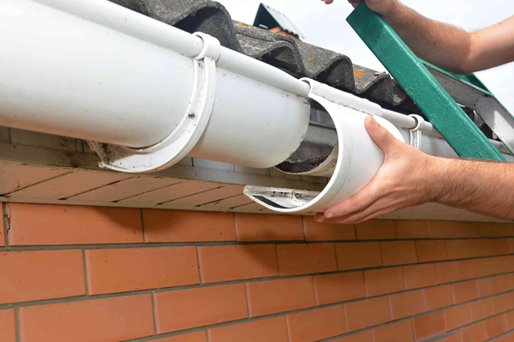 Guttering and joints on a residential roofline